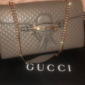 GUCCI Emily medium shoulder purse GRAY